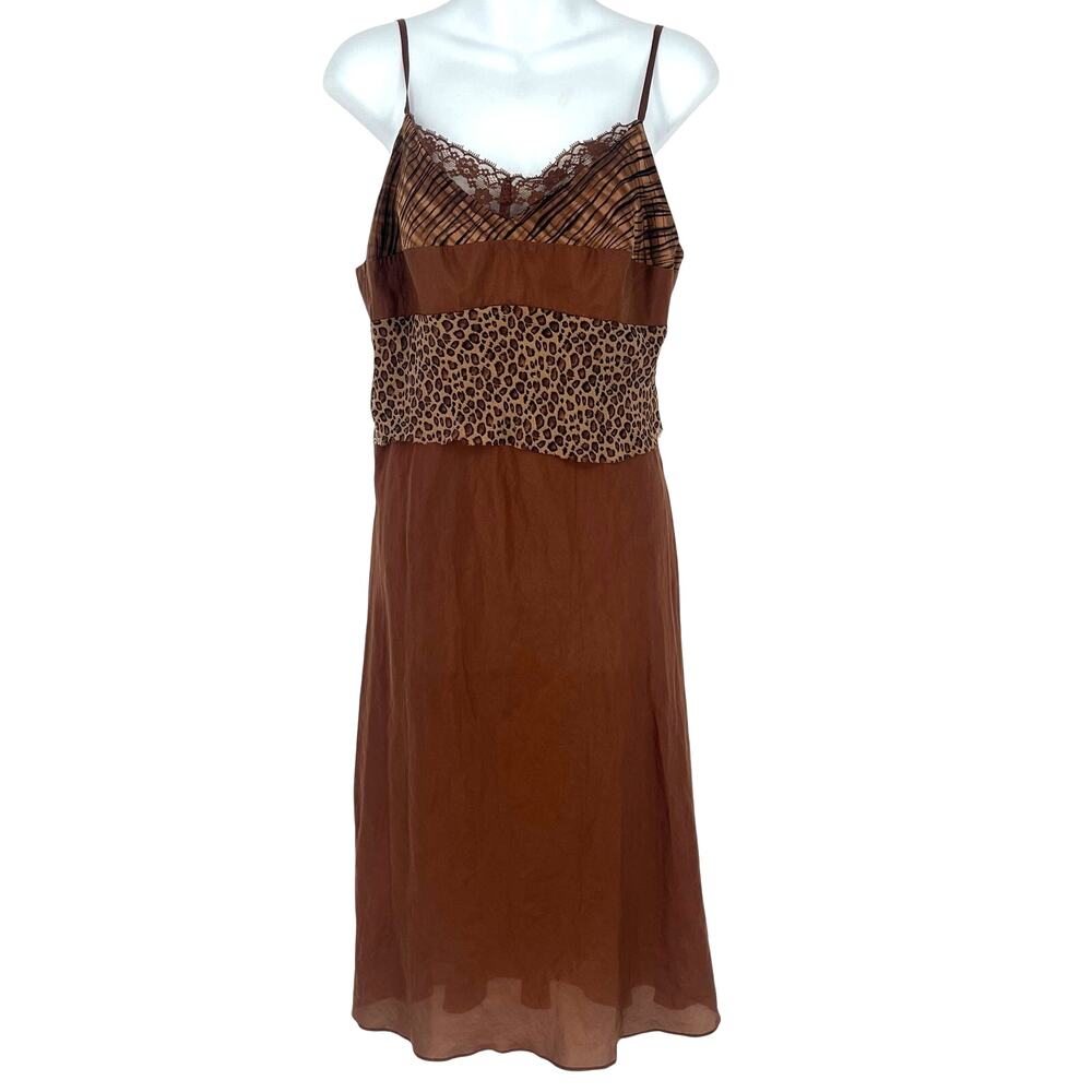 Vintage Robert Bee 100% Silk Leopard Lace Slip Dress Size 8